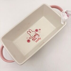 Miffy by Magenta Ceramic Loaf Pan Pink White Bunny Floral Rectangular Baker